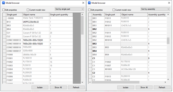 Advance Steel Model Browser